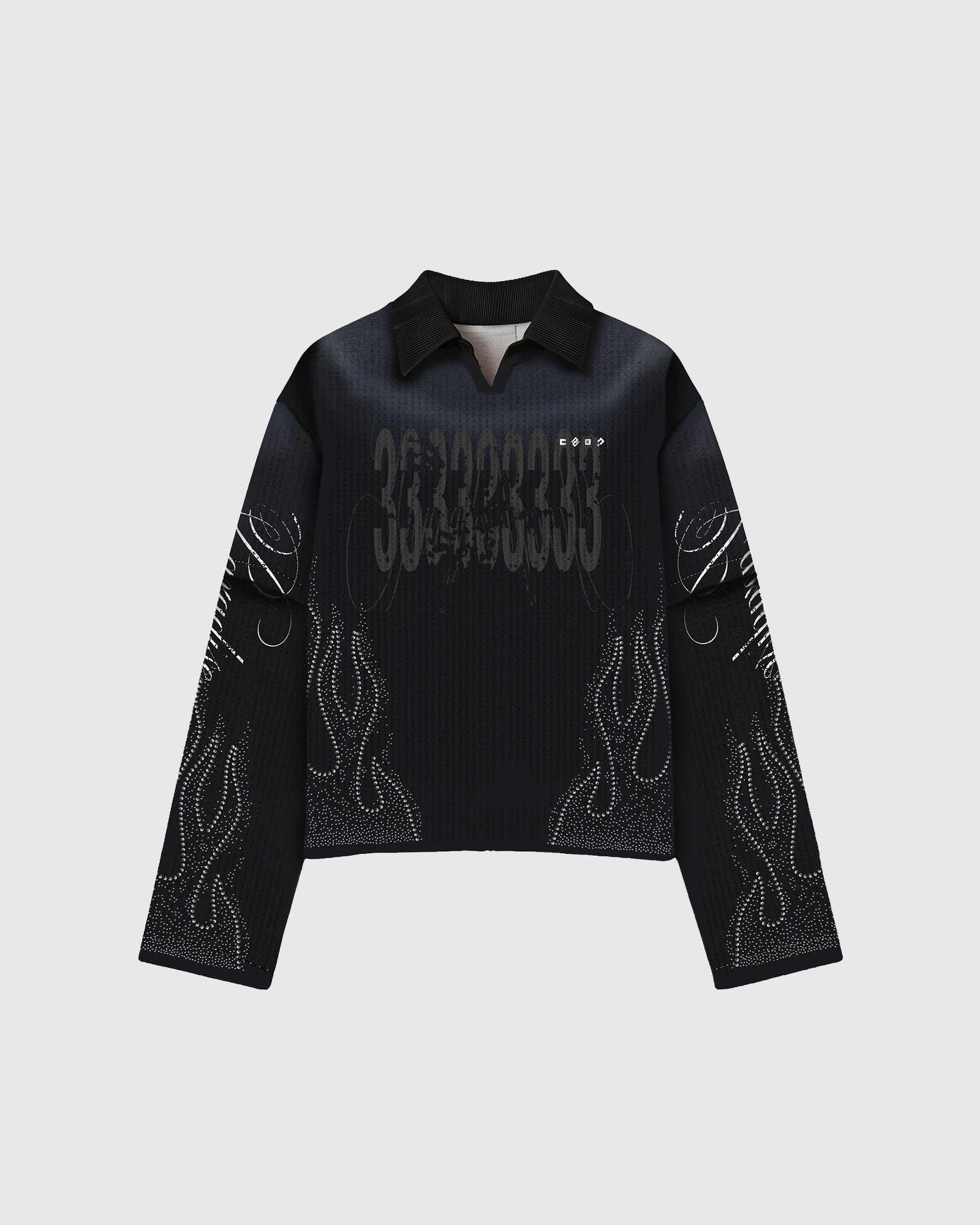 PARADISE LONG SLEEVES BLACK – WAFFLE SERIES: imagen 1